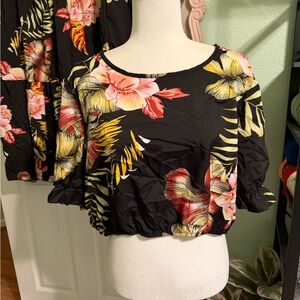 SHEIN Curve Floral Black Women's Top and Skirt Set